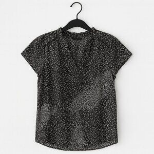 Floral Black & White Women’s Top | Size 1X | Mod Lusive | 100% Polyester